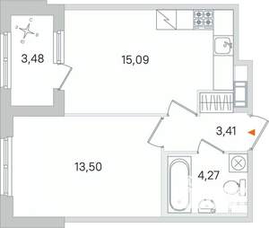 1-к квартира, вторичка, 36м2, 2/4 этаж