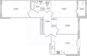 3-к квартира, строящийся дом, 81м2, 3/4 этаж