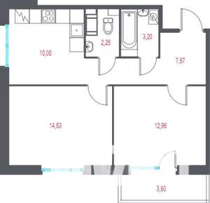 2-к квартира, вторичка, 52м2, 6/9 этаж