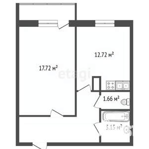 1-к квартира, вторичка, 44м2, 6/10 этаж