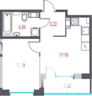 1-к квартира, вторичка, 32м2, 9/10 этаж
