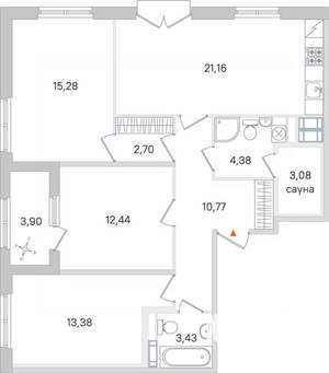 3-к квартира, вторичка, 89м2, 3/4 этаж