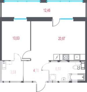 1-к квартира, вторичка, 50м2, 7/7 этаж