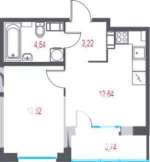 1-к квартира, вторичка, 33м2, 5/7 этаж