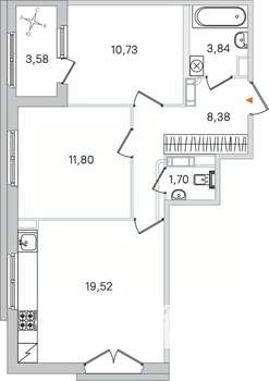 2-к квартира, вторичка, 56м2, 3/4 этаж