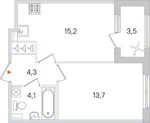 1-к квартира, вторичка, 39м2, 2/4 этаж
