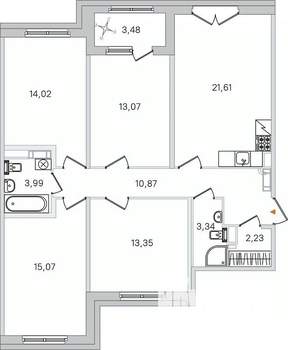 4-к квартира, вторичка, 98м2, 2/4 этаж