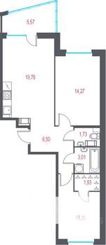 2-к квартира, вторичка, 59м2, 7/10 этаж