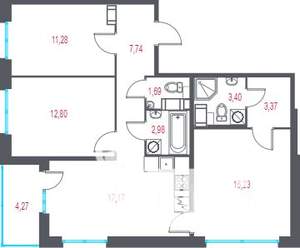 3-к квартира, вторичка, 79м2, 9/9 этаж