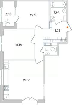 2-к квартира, вторичка, 58м2, 2/4 этаж