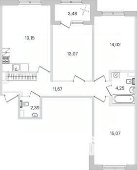 3-к квартира, строящийся дом, 81м2, 1/4 этаж