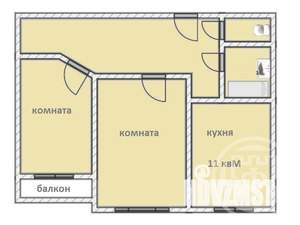 2-к квартира, вторичка, 62м2, 3/9 этаж