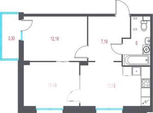 2-к квартира, вторичка, 48м2, 2/10 этаж