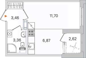 Студия квартира, вторичка, 25м2, 2/4 этаж