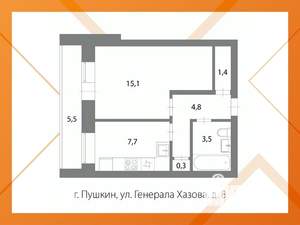 1-к квартира, вторичка, 33м2, 4/5 этаж