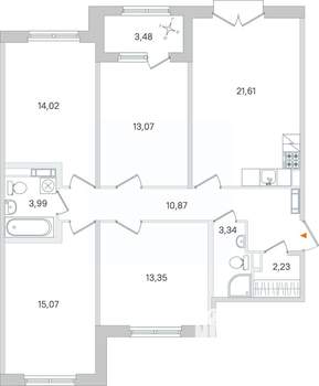 4-к квартира, вторичка, 99м2, 2/4 этаж