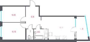 2-к квартира, вторичка, 55м2, 6/10 этаж