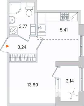 Студия квартира, вторичка, 28м2, 4/4 этаж