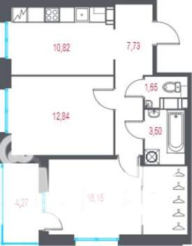 2-к квартира, вторичка, 55м2, 7/9 этаж
