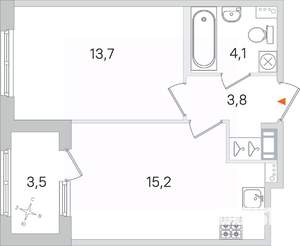 1-к квартира, строящийся дом, 37м2, 2/4 этаж