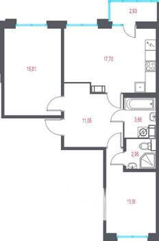 2-к квартира, вторичка, 63м2, 8/10 этаж