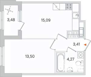 1-к квартира, вторичка, 38м2, 2/4 этаж