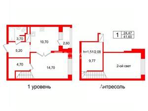 1-к квартира, вторичка, 42м2, 5/5 этаж