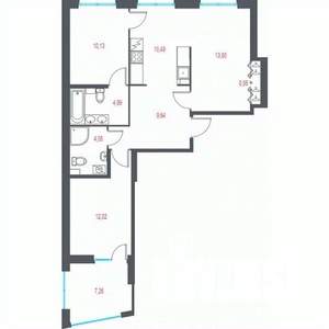 4-к квартира, строящийся дом, 68м2, 2/9 этаж