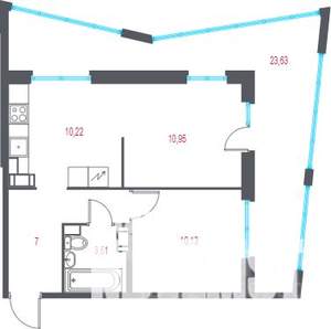 2-к квартира, вторичка, 49м2, 6/10 этаж
