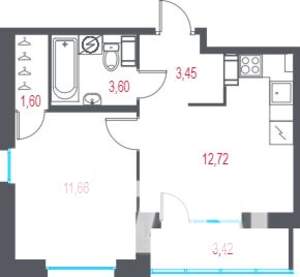 1-к квартира, вторичка, 35м2, 6/10 этаж