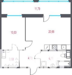 1-к квартира, вторичка, 50м2, 10/10 этаж