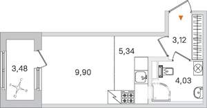 Студия квартира, вторичка, 22м2, 1/4 этаж
