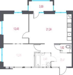 2-к квартира, вторичка, 60м2, 2/9 этаж