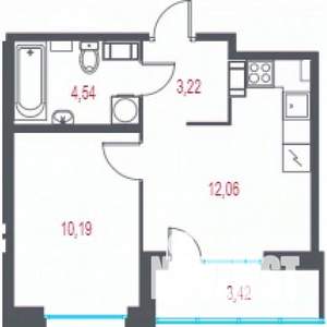2-к квартира, строящийся дом, 32м2, 9/10 этаж