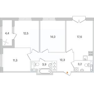 3-к квартира, вторичка, 75м2, 2/4 этаж