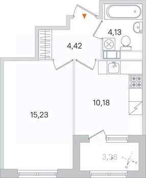 1-к квартира, строящийся дом, 34м2, 4/4 этаж