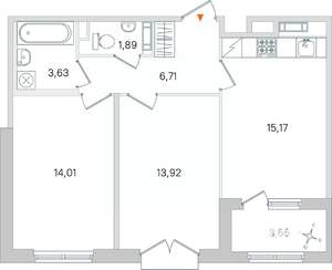 2-к квартира, вторичка, 55м2, 2/4 этаж