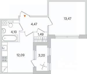 1-к квартира, строящийся дом, 36м2, 1/4 этаж