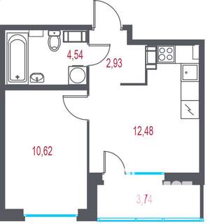 1-к квартира, вторичка, 33м2, 4/7 этаж