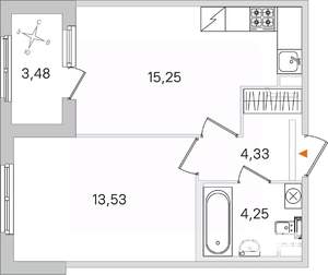 1-к квартира, вторичка, 37м2, 2/4 этаж