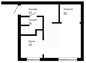 1-к квартира, вторичка, 34м2, 1/3 этаж