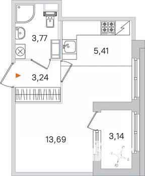 Студия квартира, вторичка, 26м2, 2/4 этаж