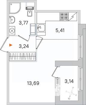 Студия квартира, вторичка, 26м2, 3/4 этаж
