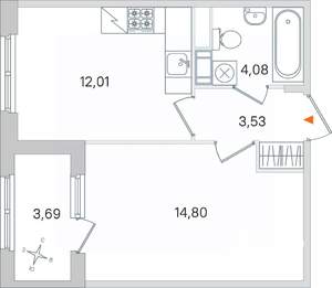 1-к квартира, вторичка, 36м2, 4/4 этаж