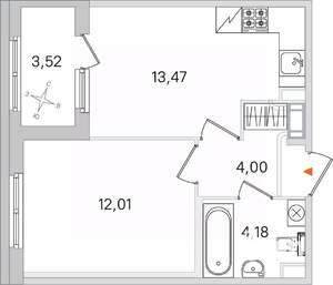 1-к квартира, вторичка, 34м2, 3/4 этаж