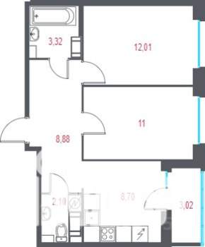 2-к квартира, вторичка, 48м2, 7/10 этаж