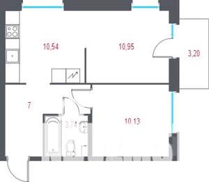 2-к квартира, вторичка, 43м2, 2/10 этаж