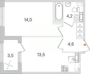 1-к квартира, строящийся дом, 36м2, 4/4 этаж