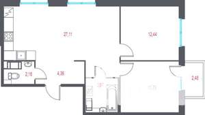 2-к квартира, вторичка, 63м2, 4/9 этаж