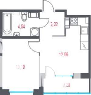 1-к квартира, вторичка, 32м2, 3/10 этаж